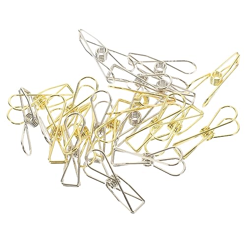 20 Stück Büroklammern Set Verschiedene Langlebige Binder Clips für Büro Schule und Zuhause Organisieren von Dokumenten und Snackbeuteln Goldene und Silberne Klammern von Uonlytech