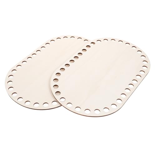 2Stücke Holzunterlagen für Häkelkörbe DIY Korbweberei Stabile Beutelbasis Naturholz für Bastelprojekte und von Uonlytech