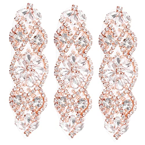 3 Stück Strass Patches für Kleidung Multifunktionale Aufbügelbare und Handgenähte Applikationen für Hochzeitskleider Diy Projekte Dekoration Roségold von Uonlytech