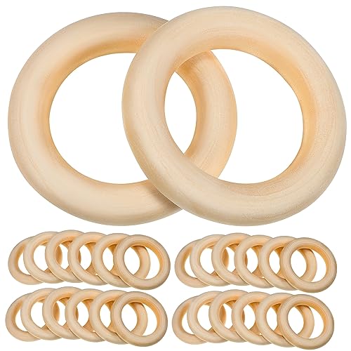 30Stücke Unbehandelte Holzringe für Makramee DIY Bastelmaterial Dicke Natürliche Holzringe für Gestalten und Dekoration von Uonlytech