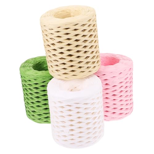 4 Rollen Raffia Geschenkbänder Dekoratives Bastband Windweiß Buchweizen für Diy Projekte Geschenkverpackung und Bastelarbeiten von Uonlytech
