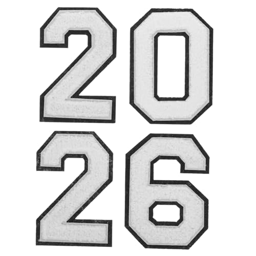 4 Stück Weiße Chenille-aufnäher Zum Aufbügeln Mit Der Nummer 2026, Gestickte Applikationen Für Kleidung, Hüte, Taschen, Diy-projekte Und Teamuniformen 4 Stück Weiße Chenille-aufnäher Zum Aufbügeln Mit Der Nummer 2026, Gestickte Applikationen Für Kleidung, Hüte, Taschen, Diy-projekte Und Teamuniformen von Uonlytech