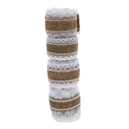 4Rollen Dekoratives Spitzenband Juteband mit Spitze für DIY Hochzeitsdekoration und Bastelprojekte pro Spitzenbordüre für Weihnachten 4Rollen Dekoratives Spitzenband Juteband mit Spitze für DIY Hochzeitsdekoration und Bastelprojekte pro Spitzenbordüre für Weihnachten von Uonlytech