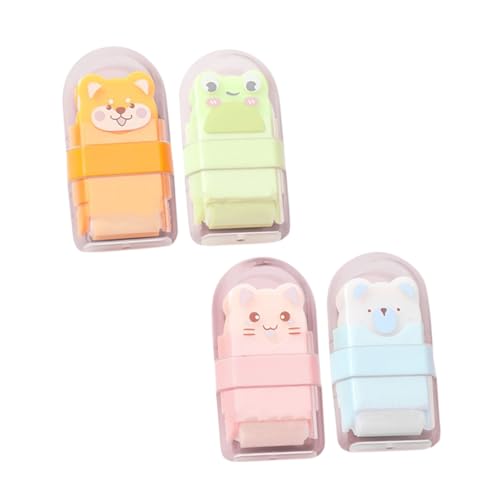 4Stücke Kawaii Cartoon Tier Radiergummis Doppelköpfige Radiergummis für Kreative und Niedliche Schreibwaren für Schule und Zuhause Designs für Spaß von Uonlytech