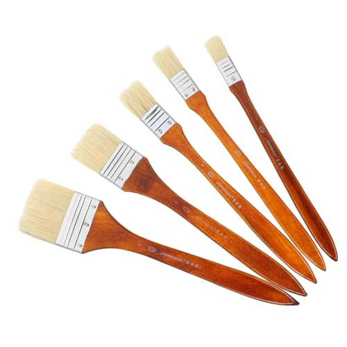 5 Stück Teiliges Professioneller Malpinsel Holz Einfache Pinsel für Öl und Aquarellmalerei Langlebig und Praktisch für Künstler und Hobbyisten von Uonlytech