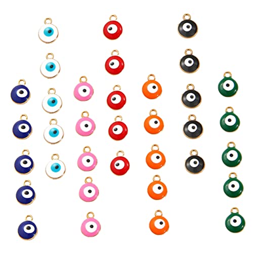 50 Stück Evil Eye Legierungsperlen Anhänger für Diy Schmuckherstellung Vielseitig Einsetzbare Bastelmaterialien Bunten Designs von Uonlytech