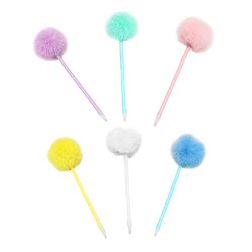6Stücke Kawaii Kugelschreiber Fluffy Ballpoint Pens Leuchtenden für Bürodekoration Ergonomisches Design Langlebige Schreibwaren für Verspielte Notizen von Uonlytech