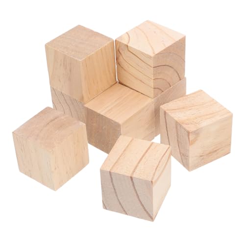 8Stücke Unvollendete Holzblöcke Kiefernholz Quadratische DIY für Bastelprojekte Handgefertigte Unbehandelte Holzwürfel Dekorieren von Uonlytech