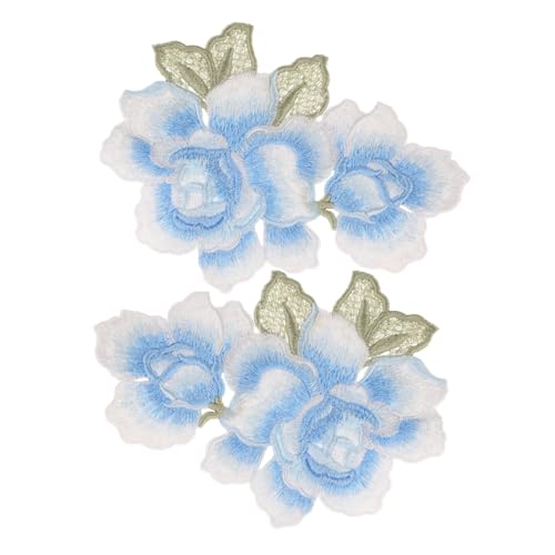 Uonlytech 1 Paar Blume Patches zum Aufnähen Blumen- Kleiderflicken Flicken nähen Und Blumenapplikationen für Kleidung Flicken aufnähen Stoffblumen Polyester Sky-blue von Uonlytech