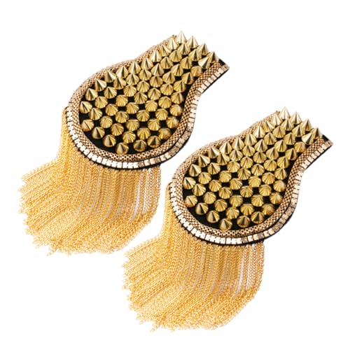 Uonlytech 1 Paar Epaulette mit Quasten und Nieten Modisches Schulterabzeichen für Bühnenkostüme Goldene Verzierungen für Aufführungen und Besondere Anlässe Uonlytech 1 Paar Epaulette mit Quasten und Nieten Modisches Schulterabzeichen für Bühnenkostüme Goldene Verzierungen für Aufführungen und Besondere Anlässe von Uonlytech