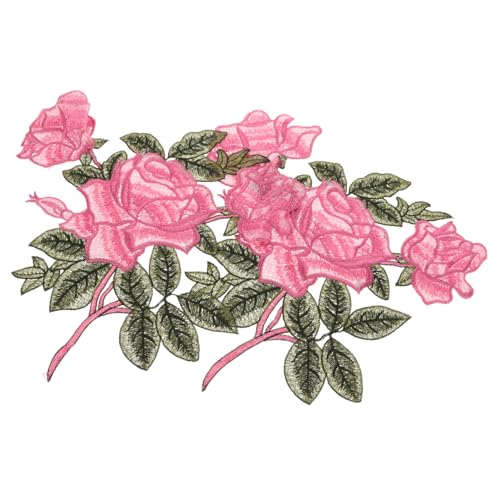 Uonlytech 1 Paar Gestickte Rosentuchaufkleber Blume Kleidung An Patches nähen Patch aufnähen Stickereiflecken kleine Aufnäher Flicken aufnähen Taschenaufnäher Polyester Rosy von Uonlytech