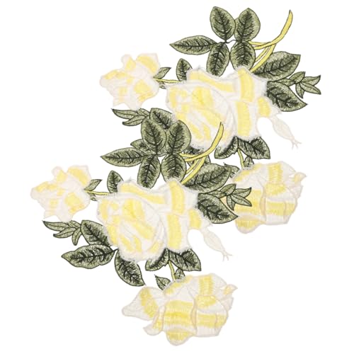 Uonlytech 1 Paar Gestickte Rosentuchaufkleber Patch aufnähen Naht sticken Stoffreparaturflicken Blumen Jacke Blume Patches zum Aufnähen Flicken für Kleidung Polyester Yellow von Uonlytech