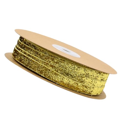 Uonlytech 1 Rolle Breites Flockband Gold Dekoratives Geschenkband für Hochzeiten Geburtstagsfeiern und Bastelprojekte Strapazierfähiges Satinband für Kreative DIY Anwendungen von Uonlytech