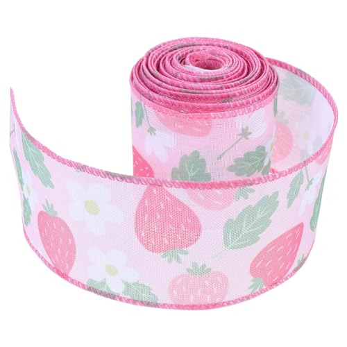 Uonlytech 1 Rolle Erdbeerband Schleife Erdbeeren Home Geschenkband DIY Bastelbänder Gemustertes Band Bastelband Für Frühlingsband Verpackung Geschenkband DIY Bänder Polyester von Uonlytech