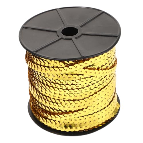 Uonlytech 1 Rolle Flache Goldene Paillettenstreifen Basteln Paillettenband Goldenes Elastisches Band Glänzendes Pailletten Glitzerband Nylonband Mit Pailletten Nähbesatz Verzierung von Uonlytech