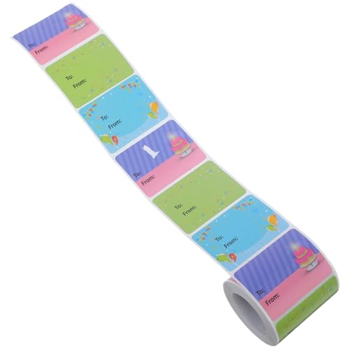 Uonlytech 1 Rolle Geburtstagsaufkleber Etikett Siegel Aufkleber wickeln Gruß Name Geschenkzubehör Brief Zubehör Aufkleber zum Verschenken Aufkleber aus beschichtetem Papier von Uonlytech