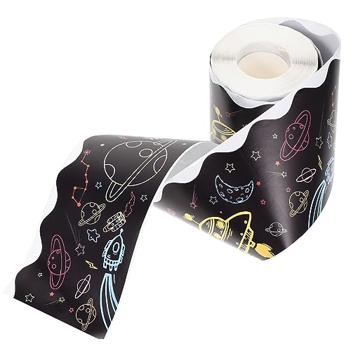 Uonlytech 1 Rolle Schwarze Taumelrand Aufkleber Selbstklebende Dekoration für Pinnwände Tafeln und Wände für Klassenzimmer Büro und Zuhause von Uonlytech