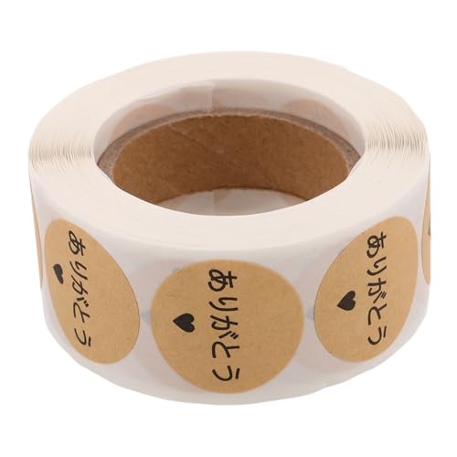 Uonlytech 1 Rollumschlags -siegelaufkleber Japanisches Kraftpapier Danke Beschriftungen Kleber Runde Etiketten Für Hochzeiten Geburtstage Party Festliche Anlässe von Uonlytech