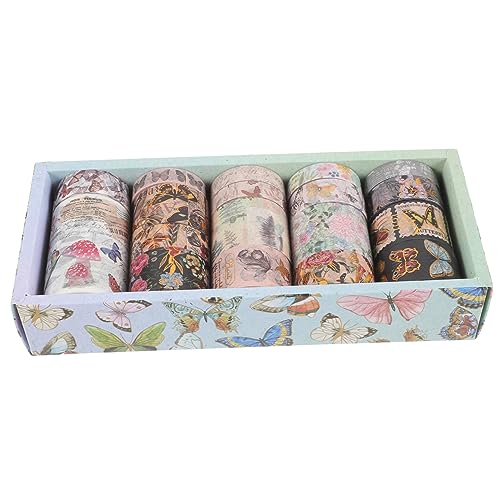 Uonlytech 1 Satz Blumenpapierband Blumen- Blumenband Handwerk Verpackung Farbiges Band Papierband Blumenbänder Sammelalbum Scrapbook-diy-klebebänder Schmetterling Aufkleber 17rollen von Uonlytech