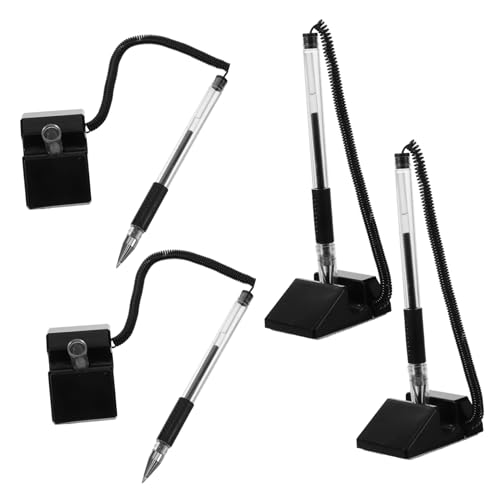 Uonlytech 1 Satz Büro-gelstift Desktop Schreibwaren Multi Tisch Bürostift Mit Kette Kugelschreiber Stifte Für Büroschilder Stifte Für Geschäftszeichen Drehstift Plastik Black 4 Stück von Uonlytech