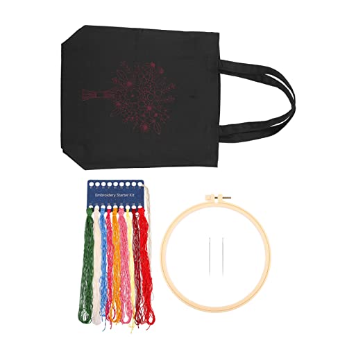 Uonlytech 1 Satz DIY Canvas Tote Bag mit Stickkit Anleitung und Muster für Frauen Handgefertigte Schultertasche für Reisen Einkaufen und Praktisch von Uonlytech