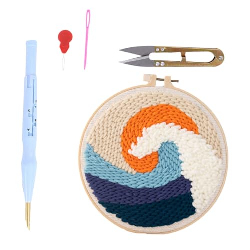 Uonlytech 1 Satz DIY Punch Needle Stickerei für Anfänger Wellenmuster Farbiger Stoffbasis und Zubehör für Kinderhandwerke Bastelset für Kunstliebhaber Zufällige Farbe Uonlytech 1 Satz DIY Punch Needle Stickerei für Anfänger Wellenmuster Farbiger Stoffbasis und Zubehör für Kinderhandwerke Bastelset für Kunstliebhaber Zufällige Farbe von Uonlytech