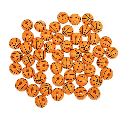 Uonlytech 1 Satz Diy Basketball Holzperlen Bunte Druckholzperlen Für Basteln Langlebig Und Hautfreundlich Für Schmuckherstellung Und Diy Projekte 50 Stück von Uonlytech