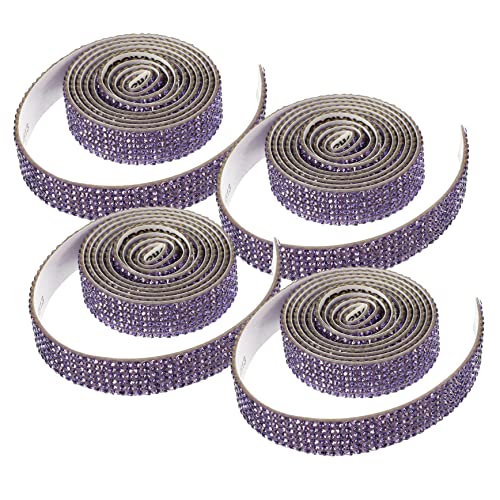Uonlytech 1 Satz Diy Decorative Diamond Aufkleber Selbstklebstoffhandwerk Strassbänder Trimmen Weiß Brauteisen Auf Patch Kleid Strass Applikation Strasssteine Violett 4rollen von Uonlytech