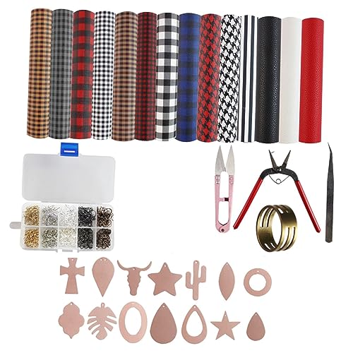 Uonlytech 1 Satz Diy Ohrring Set Leder Schmuck Bastelset für Stilvolle Ohrringe Werkzeug für Damen und Mädchen Umfassendes Zubehör für Anfänger und Profis Hochwertigem Kunstleder Gefertigt von Uonlytech