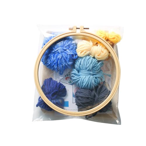Uonlytech 1 Satz Diy Punch Needle Stickerei für Anfänger Bastelset mit Ergonomischem Holzgriff Stanznadel und Buntem Garn für Erwachsene für Gemeinsame Bastelprojekte von Uonlytech