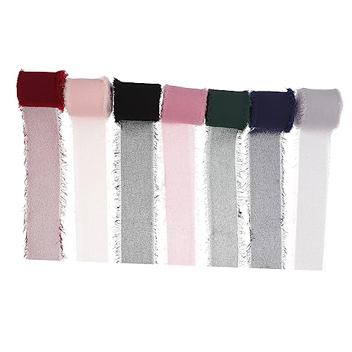 Uonlytech 1 Satz Fransen Chiffon Seidenband Für Diy Verpackung Und Dekoration Handgefertigte Bänder Weinrot Schwarz Nude Rosé Pro Rolle 7roll von Uonlytech
