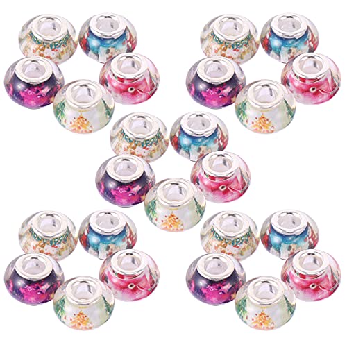 Uonlytech 1 Satz Große Loch Spacer Perlen Harz Für Diy Schmuck Halskette Armband Ohrringe Stilvolle Blumenmuster Langlebig Hautfreundlich Für Bastelprojekte 100 Stück von Uonlytech