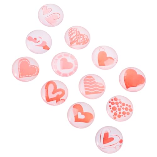 Uonlytech 1 Satz Herz Cabochons Runde Schmuck Zubehör Für Diy Projekte Für Armbänder Schlüsselanhänger Und Bastelarbeiten 12 Stück von Uonlytech