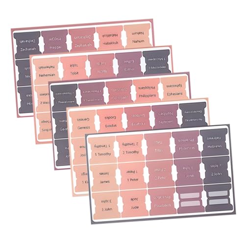 Uonlytech 1 Satz Indexetikettenaufkleber Bibel Tabs Bibel Etiketten Lesezeichen Für Frauen Bibelstudienzubehör Bibel-tags Registerkarte Klebrige Seite Dekorative Buchregister Papier 5blätter Uonlytech 1 Satz Indexetikettenaufkleber Bibel Tabs Bibel Etiketten Lesezeichen Für Frauen Bibelstudienzubehör Bibel-tags Registerkarte Klebrige Seite Dekorative Buchregister Papier 5blätter von Uonlytech