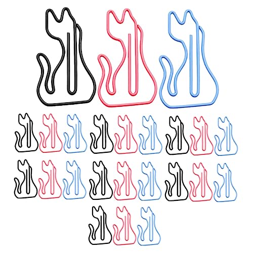 Uonlytech 1 Satz Katzenpapierklamme Katzenklemme Tiere Süße Büroklammern Clips Briefpapier Klammer Süß Tierisches Lesezeichen Entzückende Tier-büroklammern Metall Zufällige Farbe 24 Stück von Uonlytech