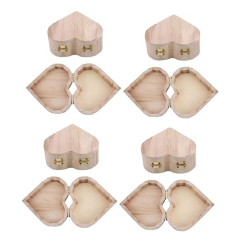 Uonlytech 1 Satz Liebeskästchen Aus Holz Herz Lagerung Mit Favorisieren Hochzeit Storage Boxes Aufbwahrungs-box Feuchtigkeitsbeständig Schmuckbox Holzgeschenkkoffer Natürliches Holz 4 Stück von Uonlytech