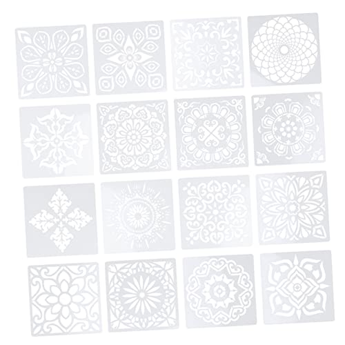 Uonlytech 1 Satz Malvorlage Schablonen Zum Malen Blumenschablone Mandala Vorlagen Weiß 16 Stück von Uonlytech