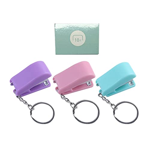 Uonlytech 1 Satz Mini Heftgerät Schlüsselanhänger Farbige Tragbare Mini Heftmaschine mit Grün für Schnelle und Einfache Papierheftung für Schlüsselanhänger und Taschen von Uonlytech