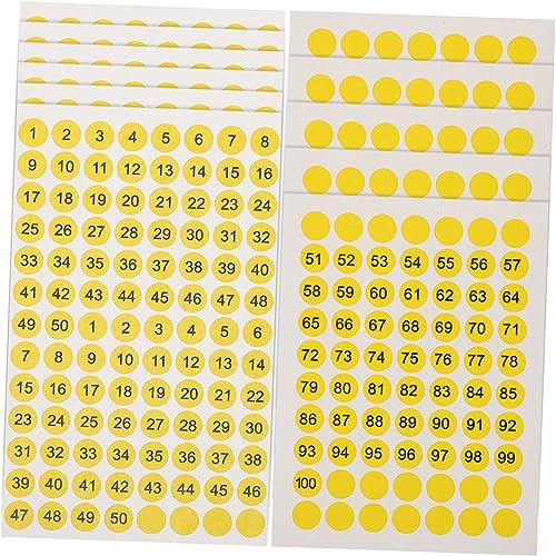 Uonlytech 1 Satz Nummernaufkleber Kleine Etikettenaufkleber Aufkleber Nach Nummer Nummerierte Aufkleber Runde Etiketten Digital Allzweck Tagesetiketten Gelb Kupferplattenaufkleber 10 Blatt von Uonlytech