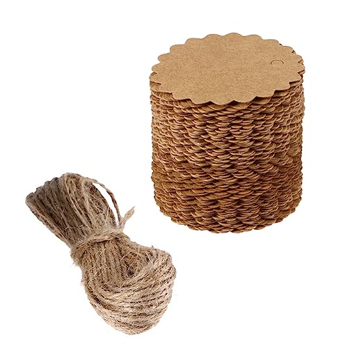 Uonlytech 1 Satz Retro DIY Anhänger aus Kraftpapier mit Hanfseil Leere Etiketten für Kreative Bastelprojekte Hochzeiten und Dekorationen von Uonlytech