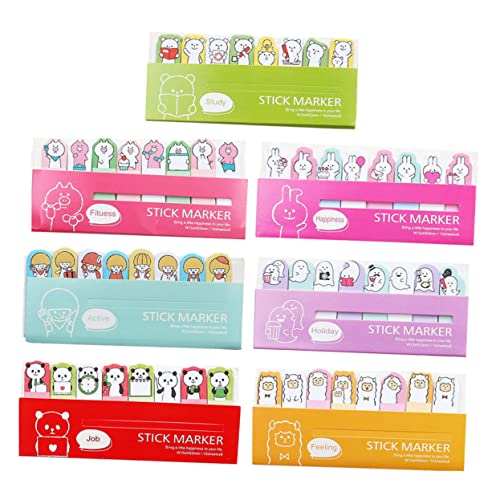 Uonlytech 1 Satz Teiliges Cartoon Index Label Sticker Bunte Wiederverwendbare Haftnotizen Für Bücher Notizen Und Ideen Für Schule Und Büro 7 Stück von Uonlytech