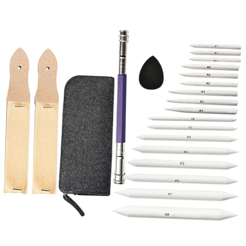 Uonlytech 1 Satz Teiliges Papierwisch Set für Künstler Professionelle Zeichenwerkzeuge zum Verblenden Schattieren und Weichzeichnen für Skizzen und Zeichnungen Praktischem Aufbewahrungsetui von Uonlytech
