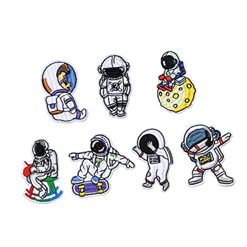Uonlytech 1 Satz Teiliges Set Aufbügelflicken Astronauten Muster Diy Kleidung Applikationen Für Kreative Nähprojekte Sicher Und Langlebig Für Kleidung Taschen Und Hüte 7 Stück von Uonlytech