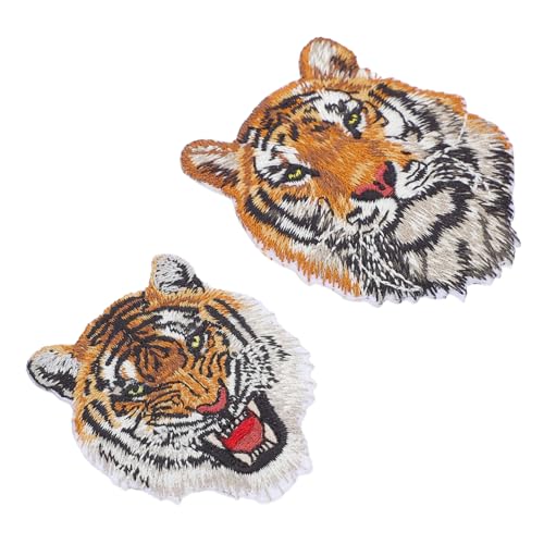 Uonlytech 1 Satz Tiger Stickerei Patches Aufbügler Für Kleidung Tiermotiv Applikationen Zur Dekoration Von Jeans Taschen Und Mehr 2 Stück von Uonlytech