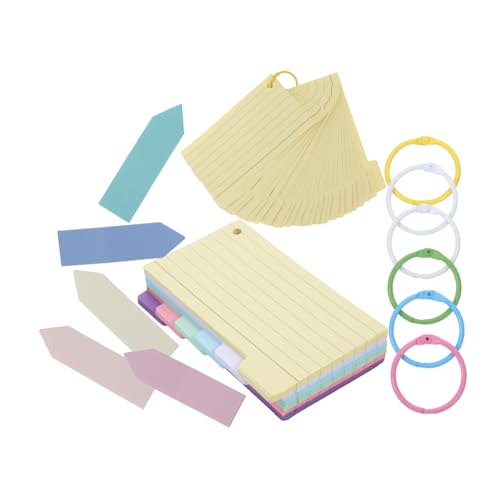 Uonlytech 1 Satz Wortbuch Beringt Farbige Notizkarten Etiketten Jumbo Erste Karteikarten Mit Ring Studieren Gestanzt Karteikarteninhaber Linierte, Linierte Lernkarte Papier von Uonlytech