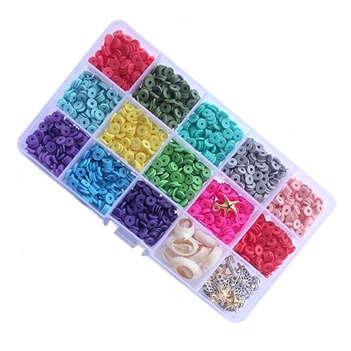 Uonlytech 1 Schachtel DIY Perlen Armband Zubehör Runde Hohlperlen Bunte Polymer Bastelmaterial Elastisch Freundschaftsarmband Schmuck Selber Machen Geschenkidee von Uonlytech