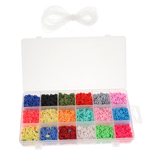 Uonlytech 1 Schachtel Polymer Clay Spacer Beads Fächer Box Bunte Flache Tonperlen für DIY Schmuckherstellung Armbänder Halsketten Zubehör von Uonlytech