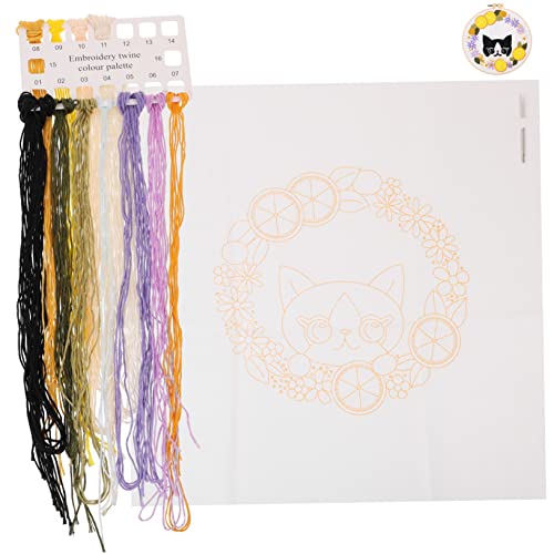 Uonlytech 1 Set Katzen Stickmaterialtasche DIY Katzenmuster Kreuzstich Projekttasche Stickset Für Anfänger Stichsets Bedrucktes Stichset Nähsets Sticksets Für Erwachsene Baumwolle von Uonlytech