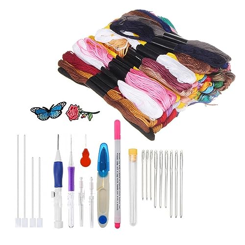 Uonlytech 1 Set Nadel Und Fadenset Stickform Faden Handarbeitswerkzeug Stickbasis Set Punch Stickset Für Anfänger Uonlytech 1 Set Nadel Und Fadenset Stickform Faden Handarbeitswerkzeug Stickbasis Set Punch Stickset Für Anfänger von Uonlytech