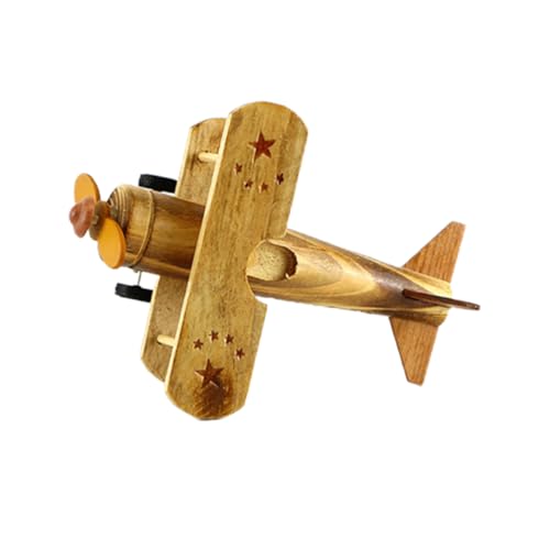 Uonlytech 1 Stück Holzflugzeug Modell Dekoration Architektur Modell Tischdeko für Zuhause Bar und Büro Vintage Handgefertigt von Uonlytech